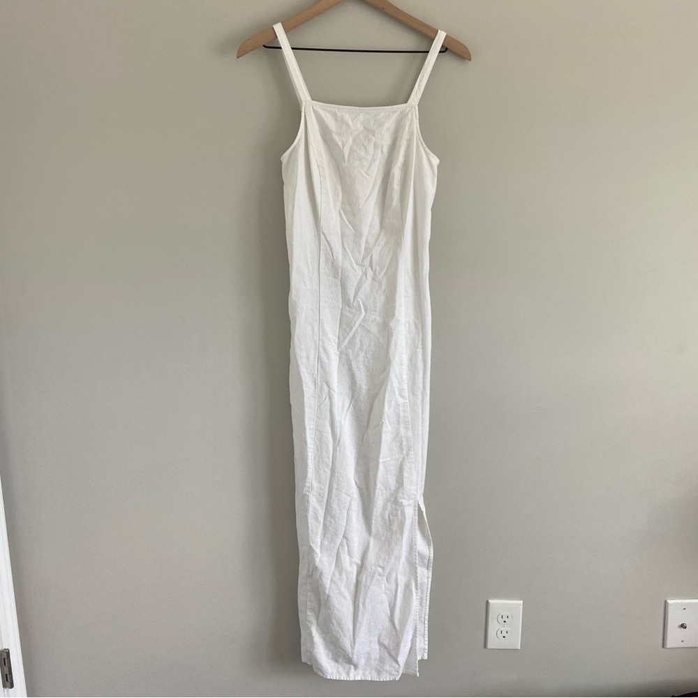 Old Navy Linen Blend White Summer Dress Size Small Tall